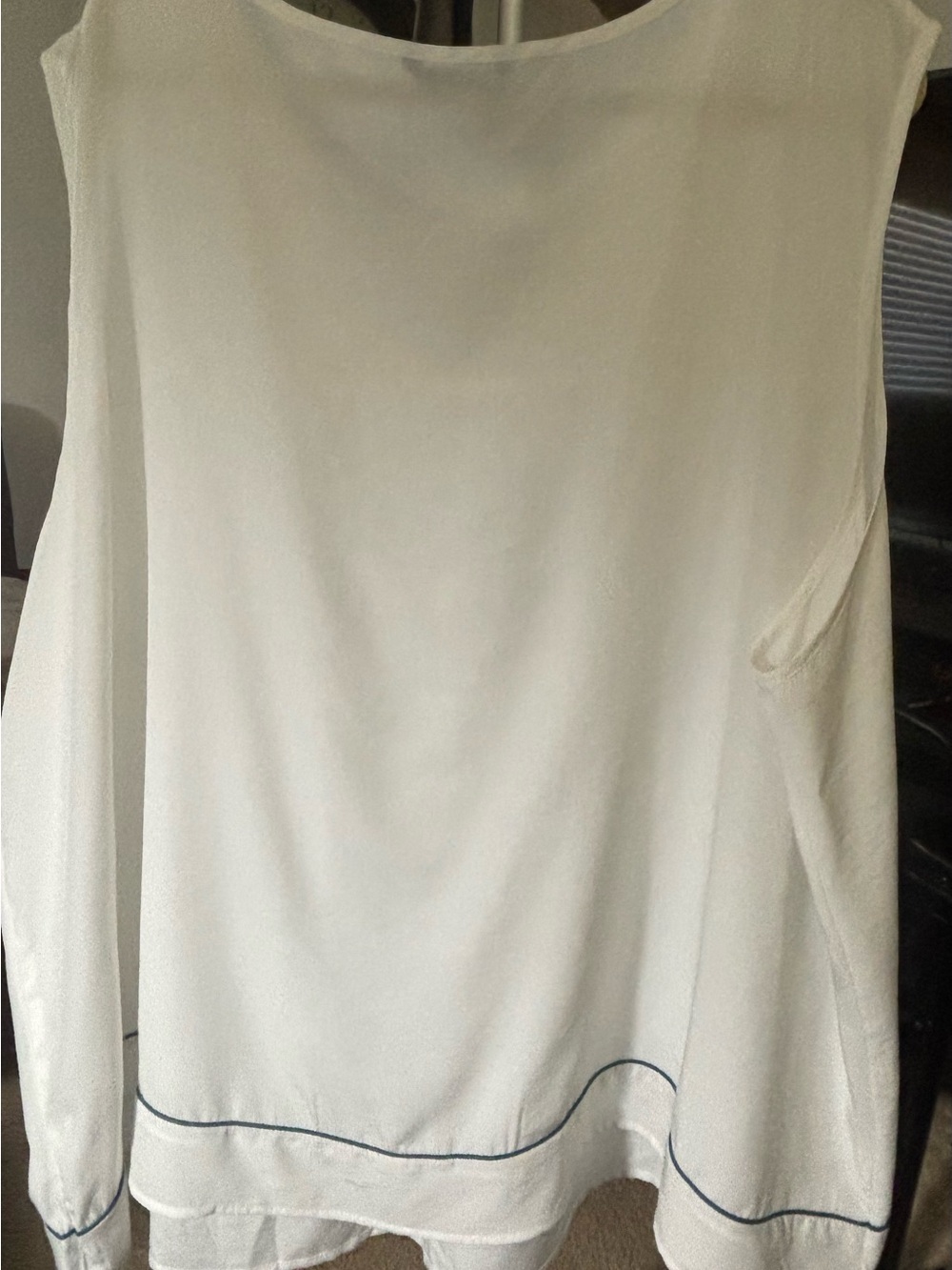 BloomChic Cream Sleeveless Tank with Navy Contrast Hem - Picture 2 of 3
